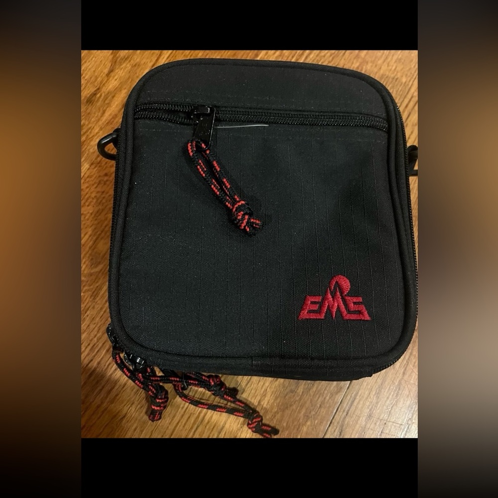 EMS - Black  Bag with plastic pockets for cds etc. pouch